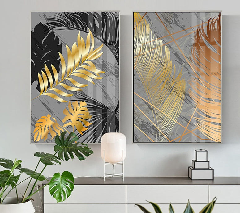 Poster Marble and Gold Leaf Triptych