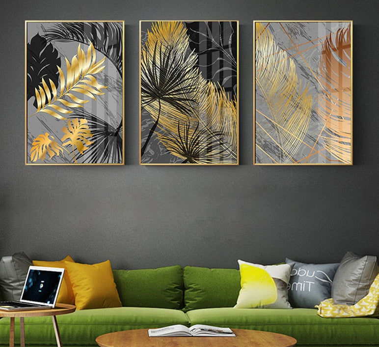 Poster Marble and Gold Leaf Triptych