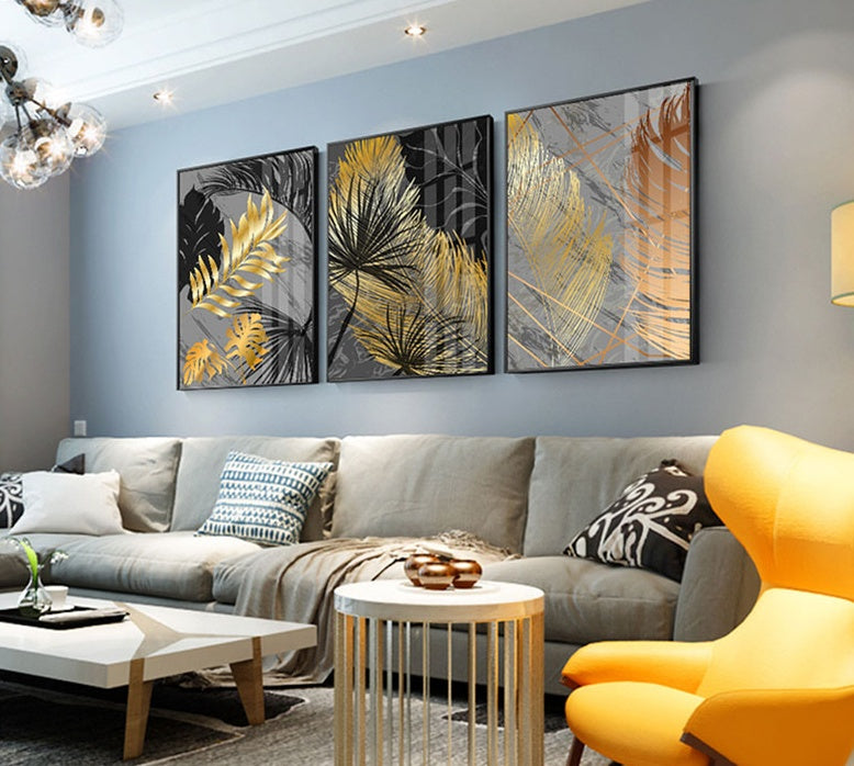 Poster Marble and Gold Leaf Triptych