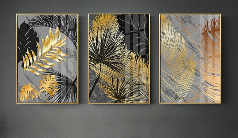 Poster Marble and Gold Leaf Triptych