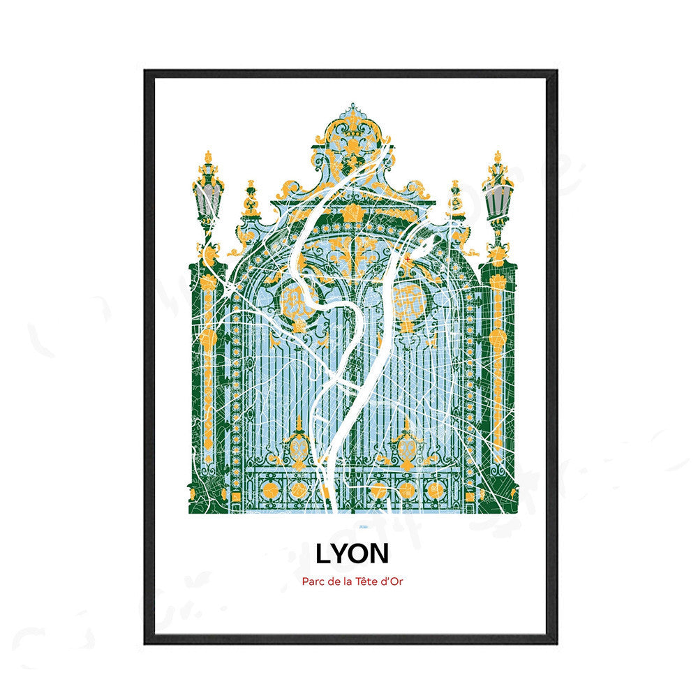 Lyon Map Wall Art Canvas Nordic Town