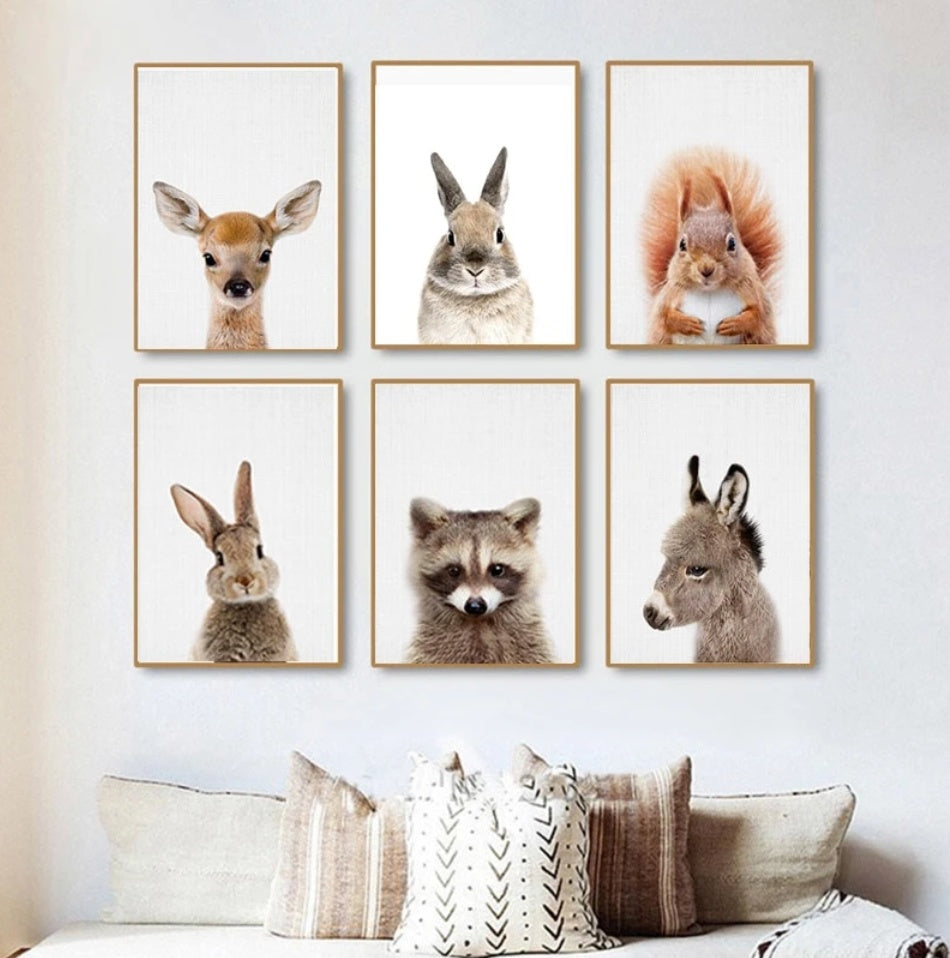 Woodland Nursery Wall Art Animal Canvas Painting