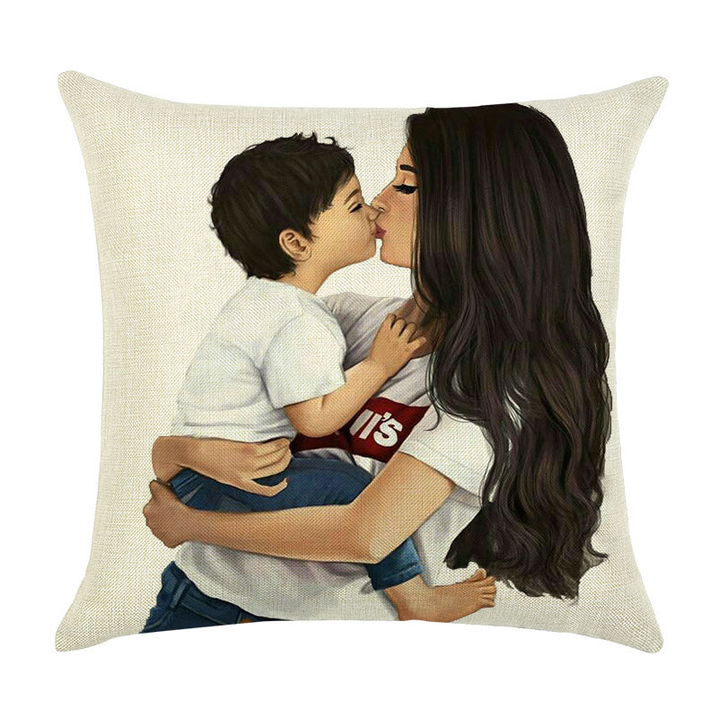 Hot-SellingHot-Selling Super Mom Baby Pillowcase Home Decoration Car SofaLinen Cushion Cover