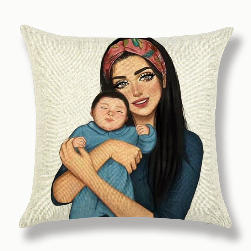 Hot-SellingHot-Selling Super Mom Baby Pillowcase Home Decoration Car SofaLinen Cushion Cover