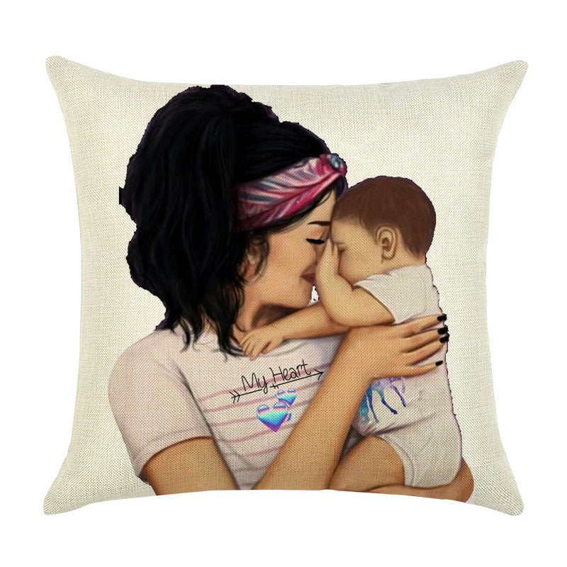 Hot-SellingHot-Selling Super Mom Baby Pillowcase Home Decoration Car SofaLinen Cushion Cover