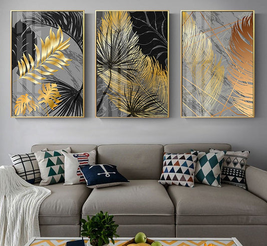 Poster Marble and Gold Leaf Triptych