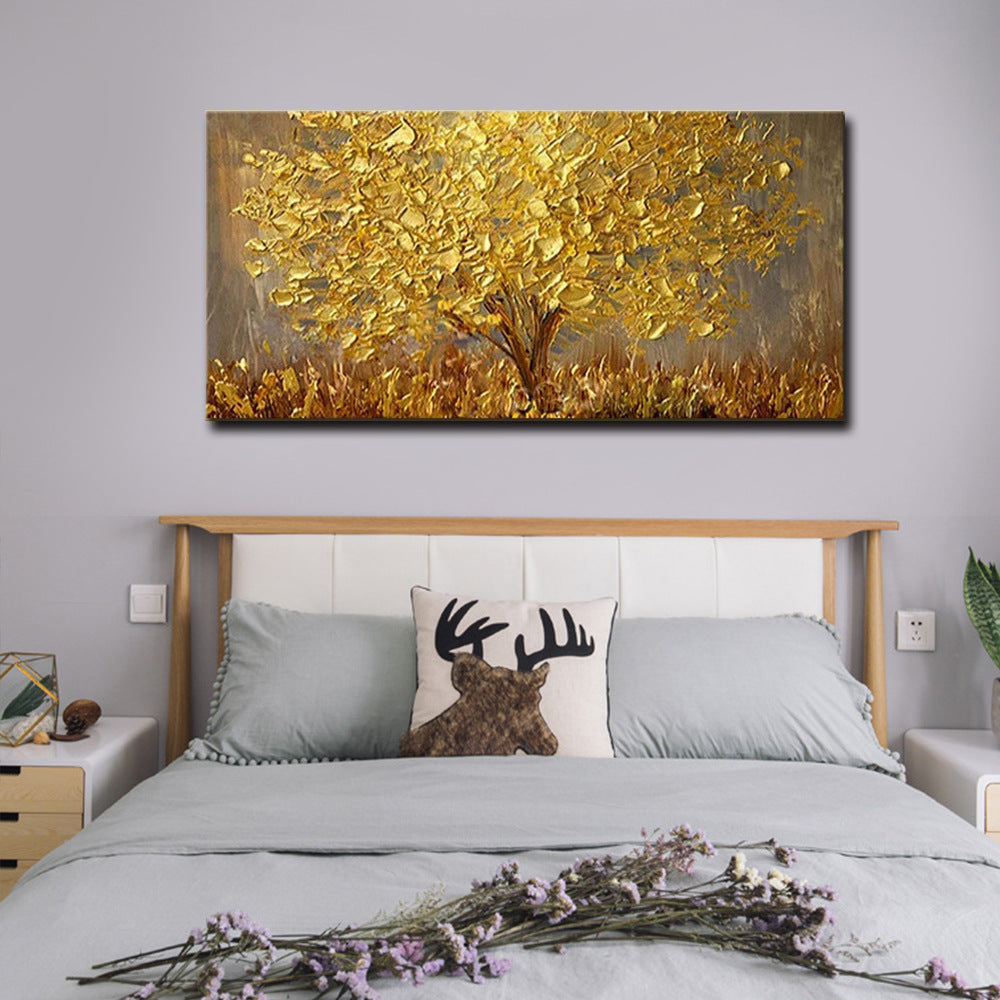 Hand Painted Large Palette 3D Knife Gold Tree Painting Modern Landscape Oil Painting On Canvas Wall Art Picture For Living Room