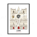 Lyon Map Wall Art Canvas Nordic Town