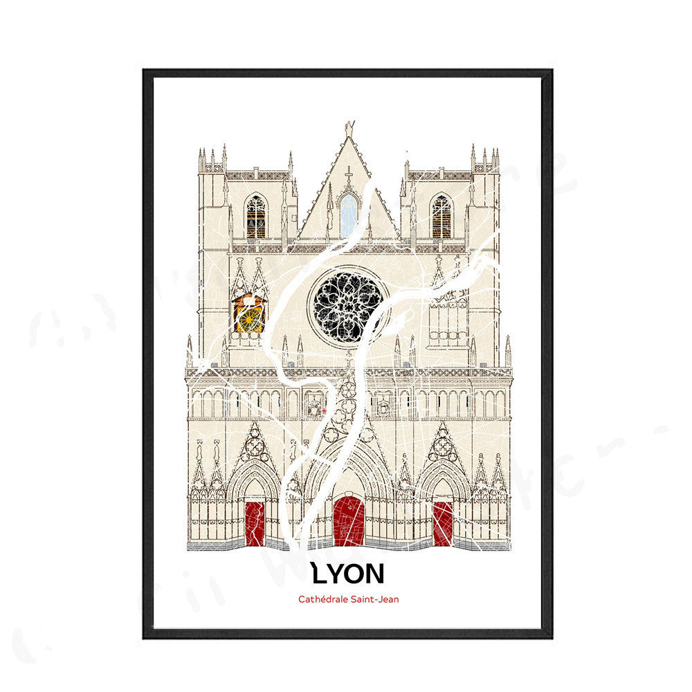 Lyon Map Wall Art Canvas Nordic Town