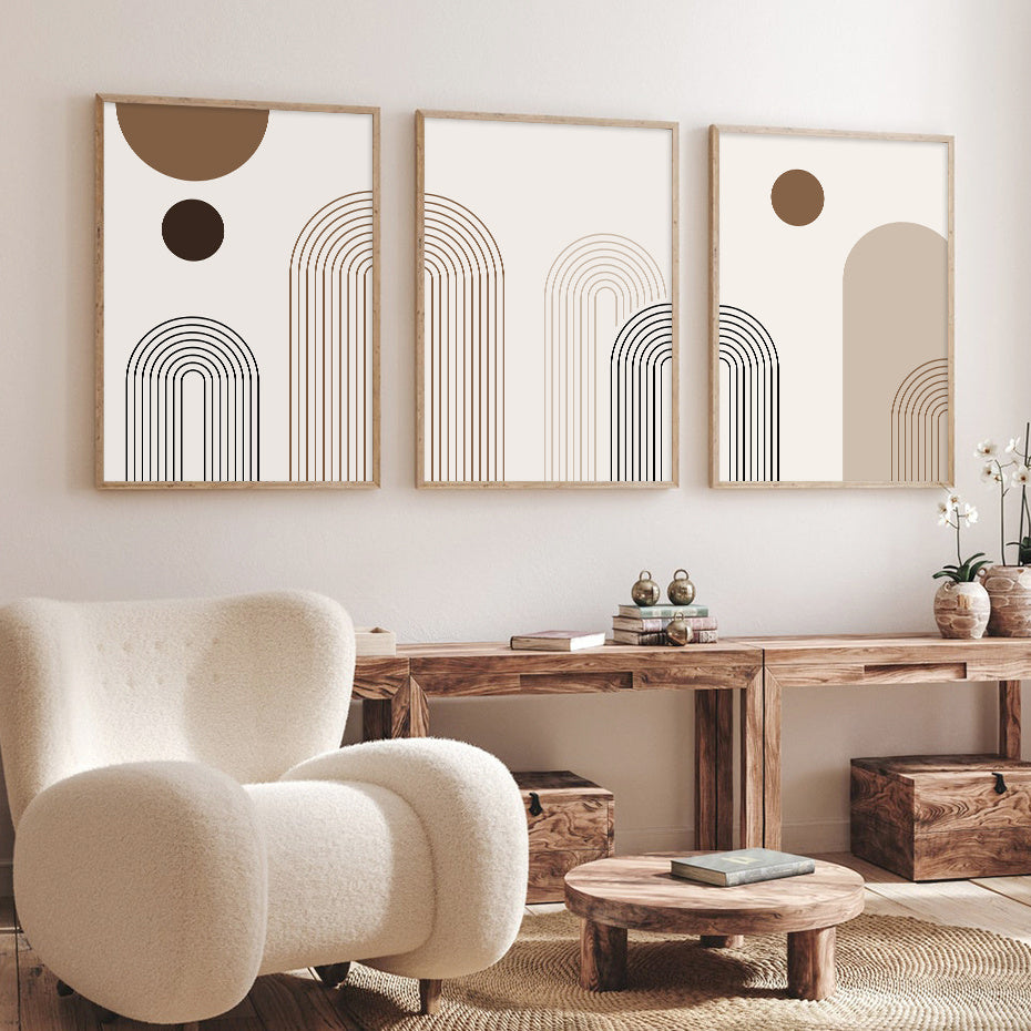 Abstract Geometric Lines On Bohemian Poster Canvas Painting