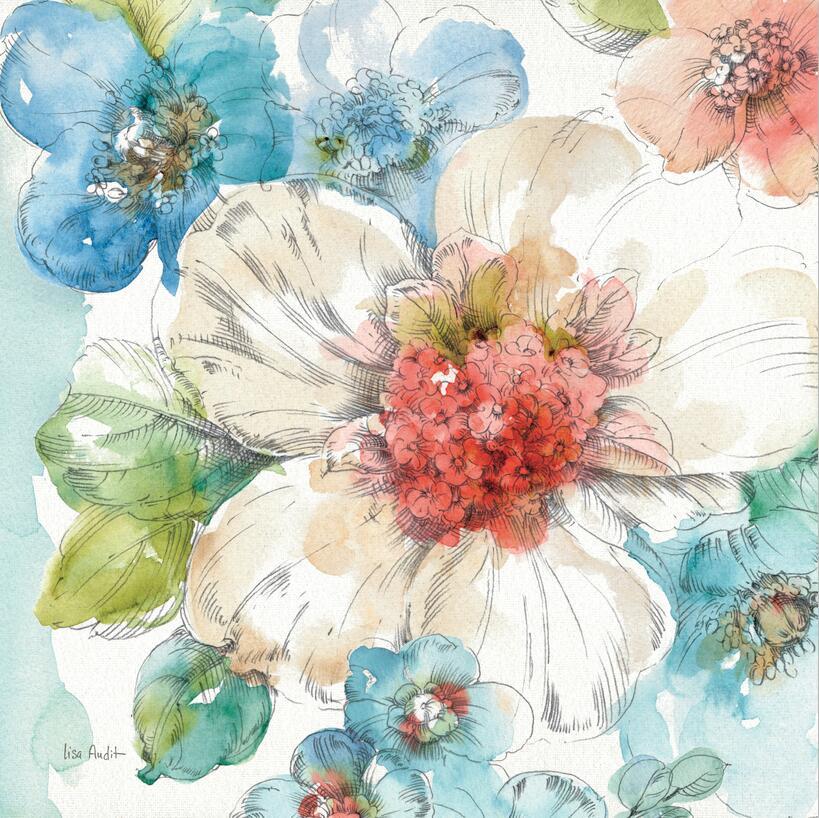 Colorful Watercolor Floral Wall Painting Canvas Print