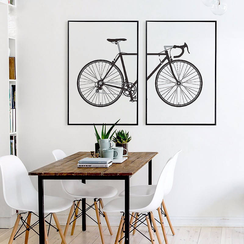 Canvas Core Spray Painting Hanging Picture Without Frame Bicycle