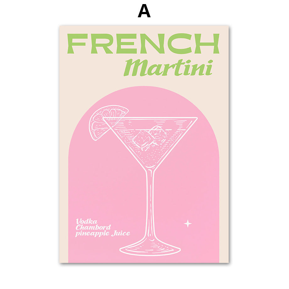 French Martini Wall Art Canvas