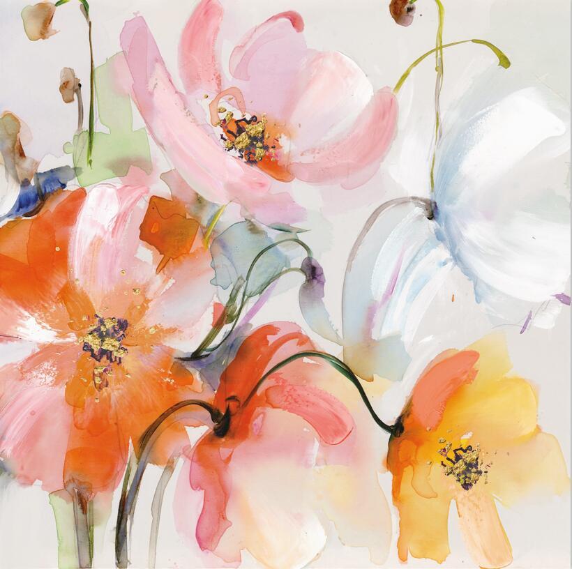 Colorful Watercolor Floral Wall Painting Canvas Print