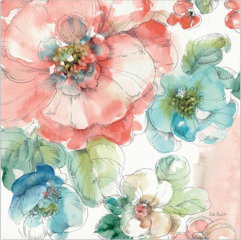 Colorful Watercolor Floral Wall Painting Canvas Print