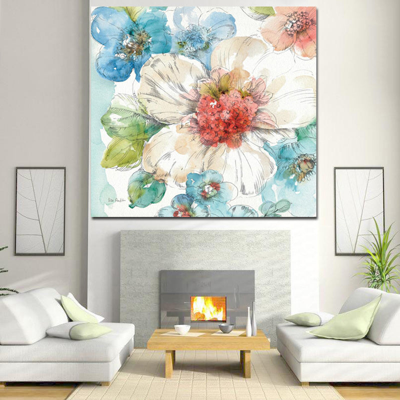 Colorful Watercolor Floral Wall Painting Canvas Print