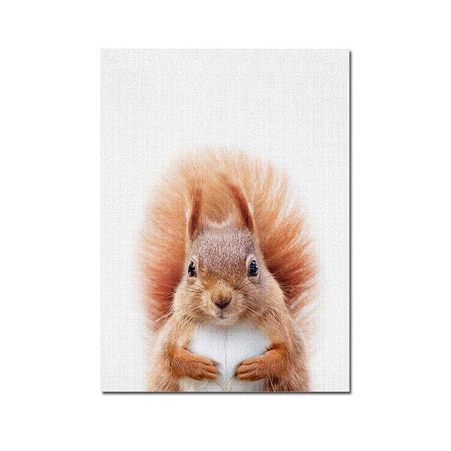 Woodland Nursery Wall Art Animal Canvas Painting