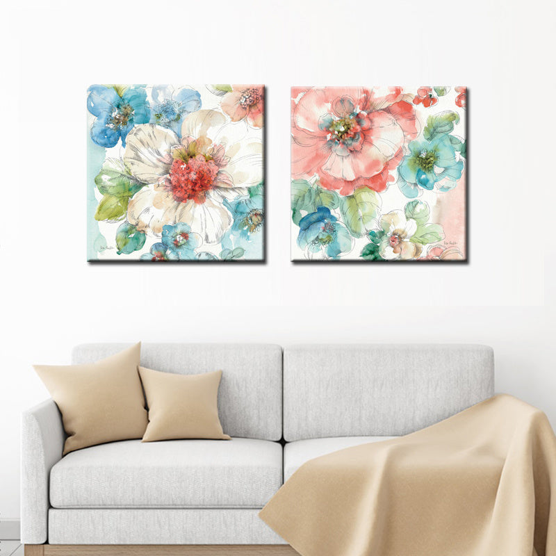 Colorful Watercolor Floral Wall Painting Canvas Print