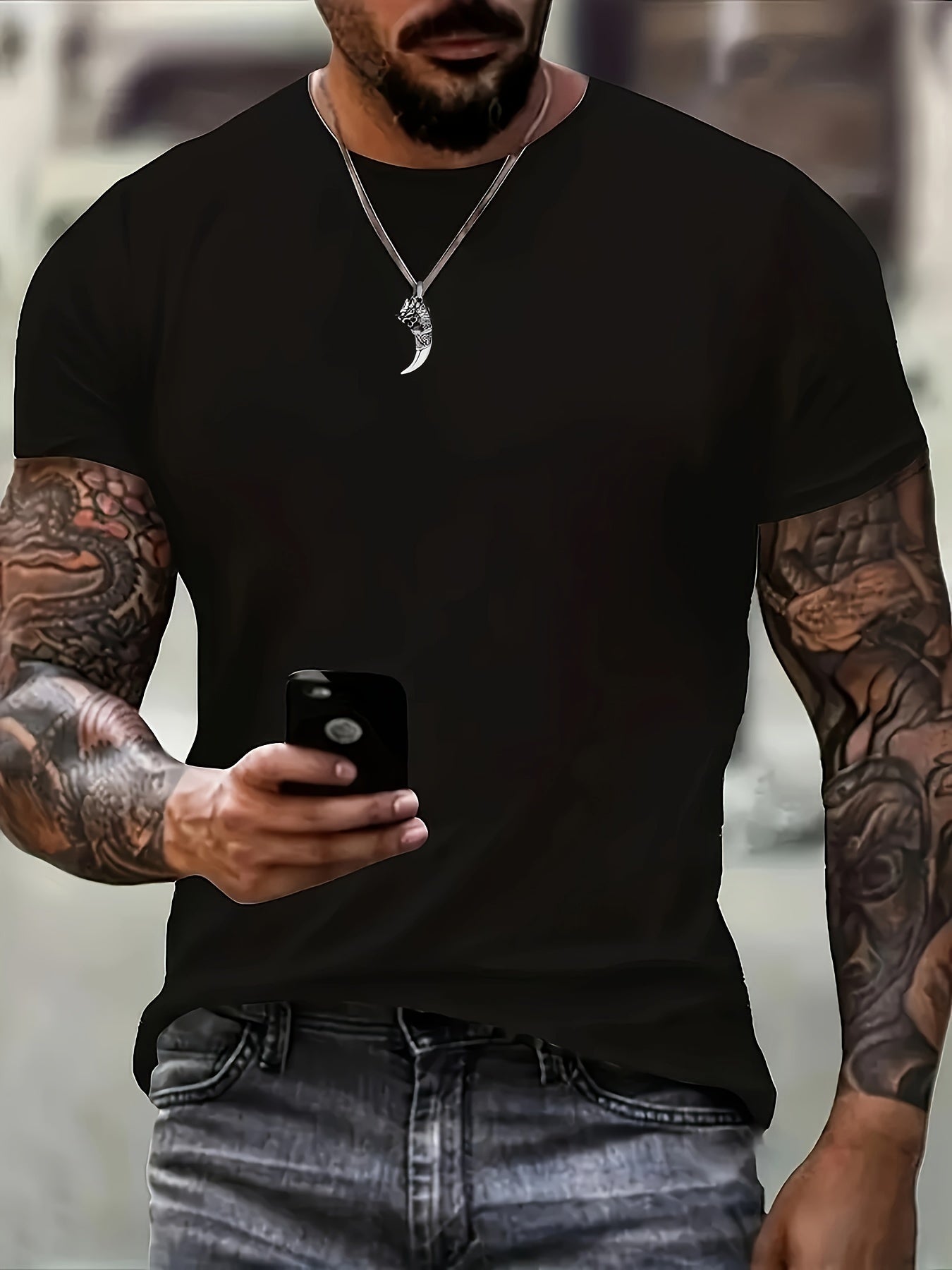 Summer Men's Fashion Skull Pattern, I May Be A Black Sheep Print Short Sleeved Round Neck T-shirt