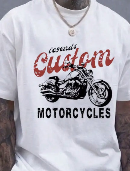 Men's Printed Short Sleeved Round Neck T-shirt motorcycle