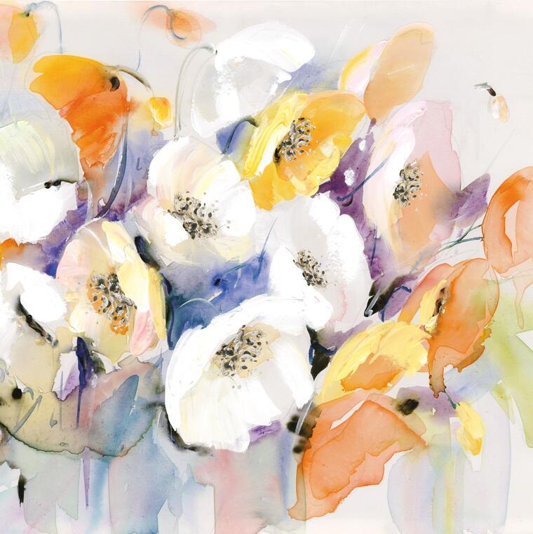 Colorful Watercolor Floral Wall Painting Canvas Print